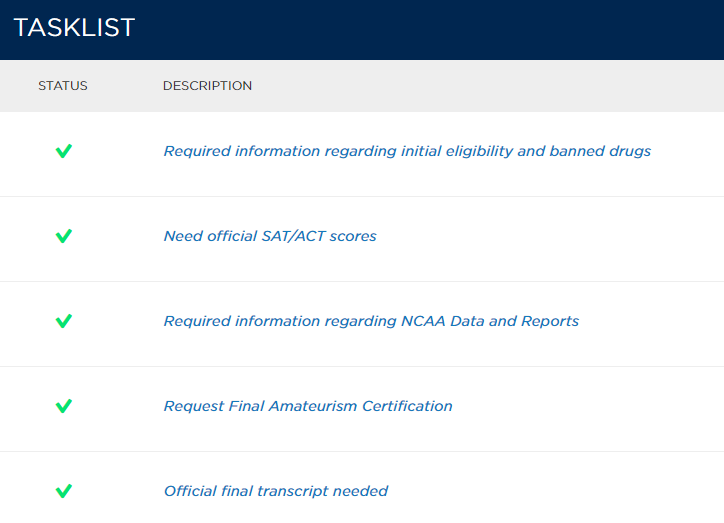 ncaaec's tweet photo. When you create an account with the Eligibility Center, you can view your task lists to see if there is any additional information needed for your certification. Log in to your account here: https://t.co/vM60SyZz2k https://t.co/mLxMpPnOry