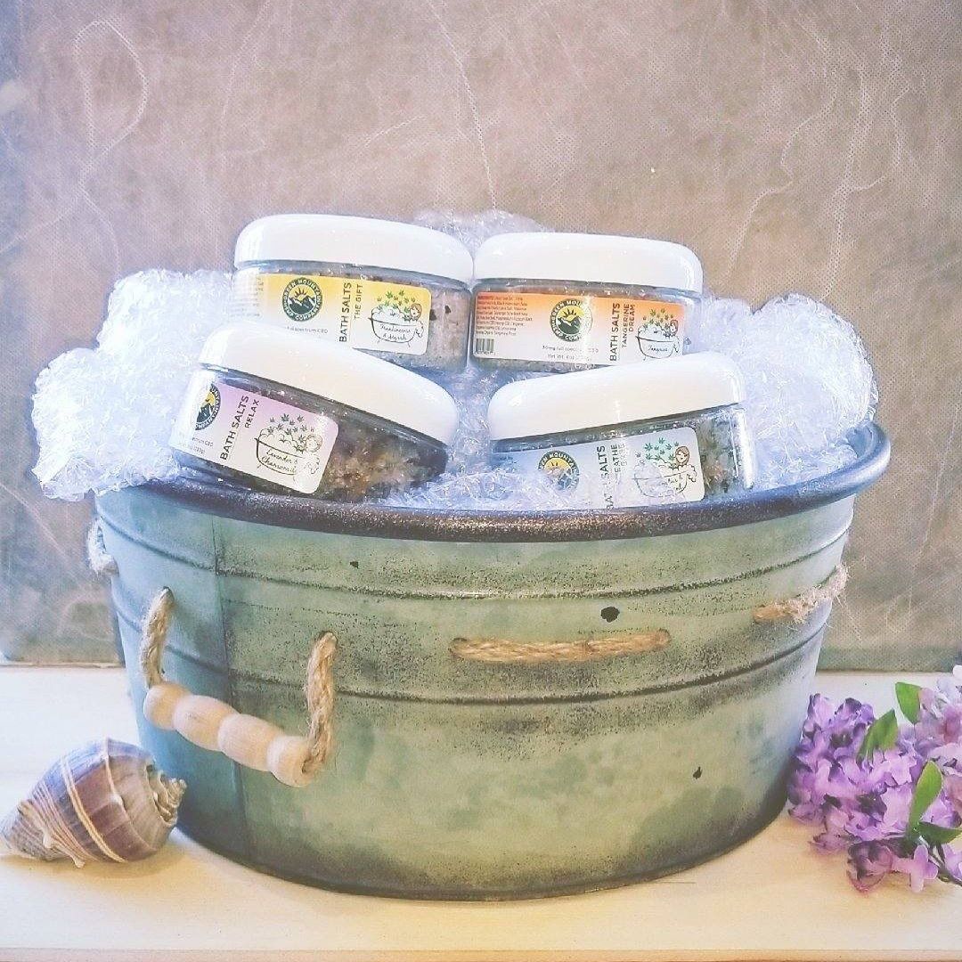 GMHempCo's tweet photo. Longing for a soothing bath experience? De-stress &amp; relieve physical complaints with our #CBDBathSalts. Available in 4 blends: Breathe Ease (eucalyptus&amp;spearmint), The Gift (frankincense&amp;myrrh), Relax (lavender&amp;chamomile), &amp; Tangerine Dream (citrus). 🛀💯👍
#GMHC #relax #cbdoil https://t.co/H3QdQTf9uU