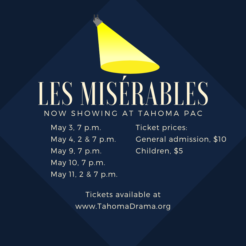 The curtains opened this weekend for <a href="/tahomaHSdrama/">Tahoma Drama Club</a>’s production of “Les Misérables." Audiences were treated to vivid scenes set by a new projection system, artistic portrayals of classic characters &amp; rich music. 4 performances this week. bit.ly/TSDtahomaMatte…
