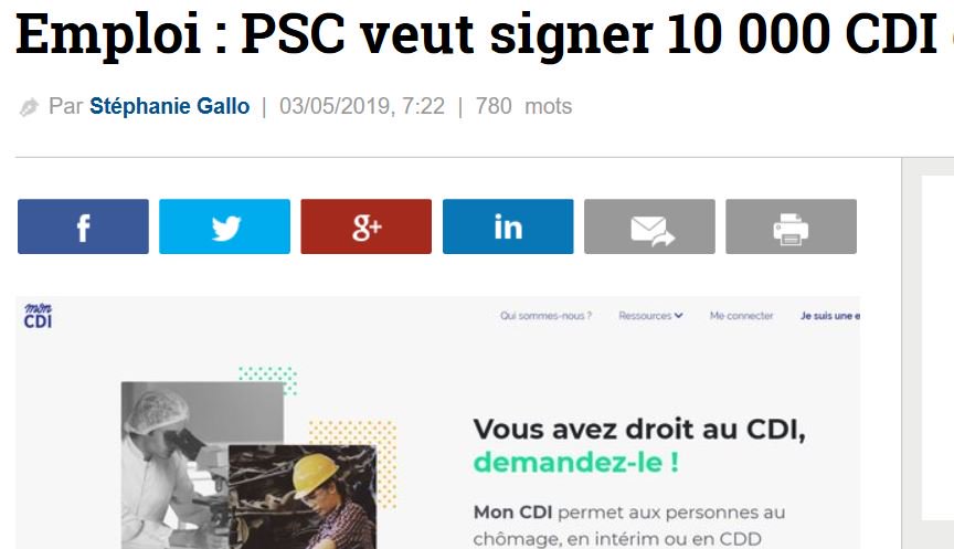 Revue de Presse - Le dispositif Mon CDI fait parler de lui dans les colonnes du magazine Acteurs de l'Economie - La Tribune (@acteursdeleco). Interrogé par <a href="/gallostephanie/">Stéphanie Gallo Triouleyre</a>, Philippe Bazin (<a href="/PBazinGroupePsc/">Philippe Bazin</a>) dévoile sa stratégie pour recruter 10 000 personnes en CDI sur trois ans.