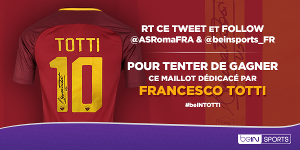 beinsports_FR's tweet image. 🎾 RT ce tweet et follow @ASromaFRA &amp;amp; @beinsports_FR pour tenter de gagner ce maillot dédicacé par Francesco Totti !
#beINTOTTI