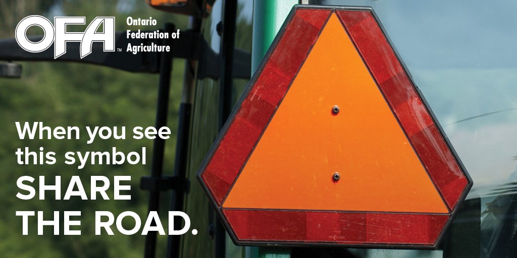 When you see a #slowmovingvehicle sign – remember to slow down, be patient and share the road. Don't pass until the driver can see you and the road is clear ofa.on.ca/roadsafety #OFAroadsafety #sharetheroad #beroadsafe #plant19