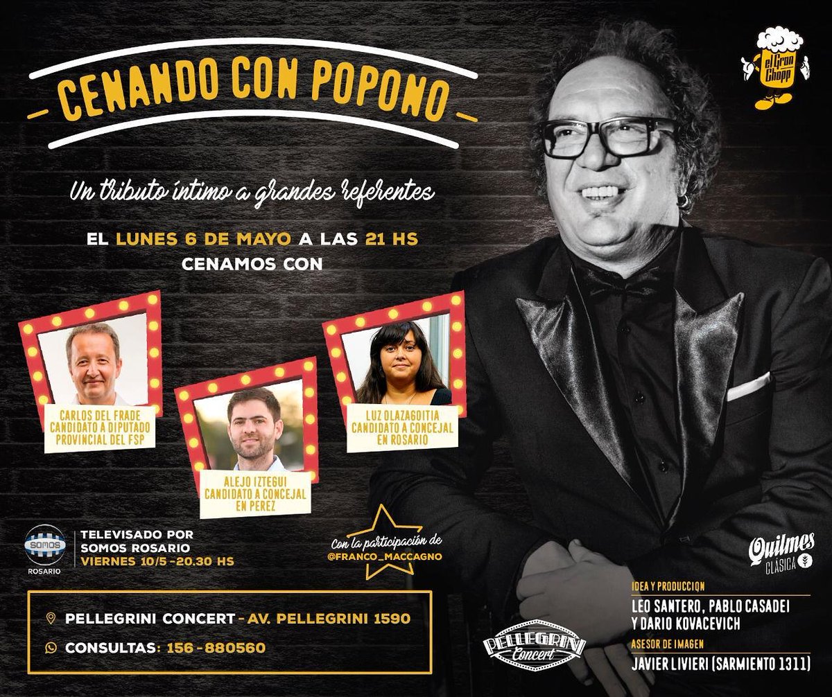PelleConcert's tweet photo. Hoy a partir 21 hs #cenandoconpopono 
Carlos Del Frade
Alejo Iztegui
Luz Olazagoita
Av Pellegrini 1590 (esq Pte Roca) Rosario 
Entrada libre y gratuita
#Transmitimos en #vivo a partir 21hs
https://t.co/euSODBb8Aq https://t.co/kkp8lvC01u