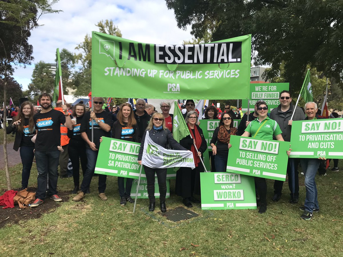 Great turn out at the #MayDay rally on the weekend. Here’s the #PSA crew calling for support for public services and a stop to privatisation. #saparli See more photos on our fb page ✊
