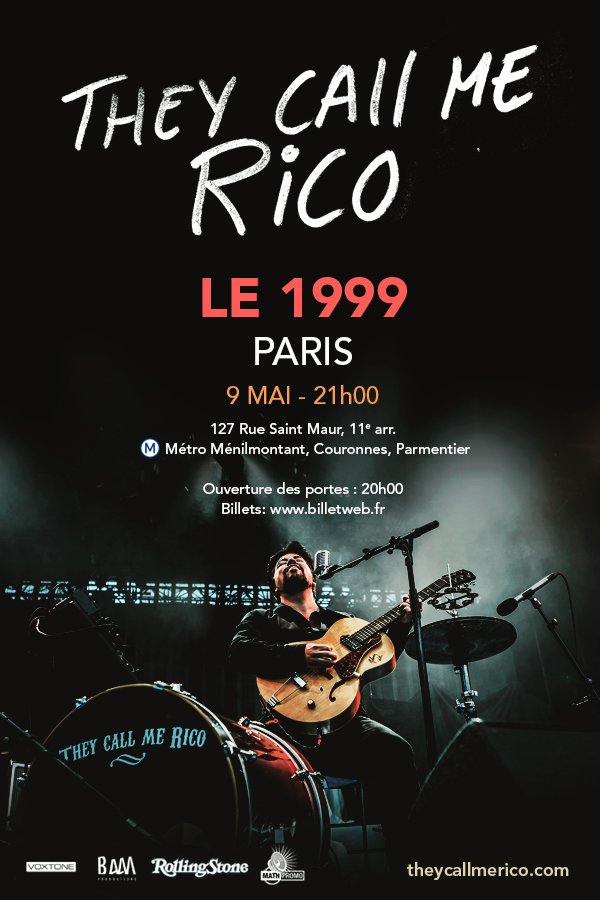 📍#Paris!
🎸 J-3 avant le #concert évènement du bluesman québécois <a href="/THEYCALLMERICO/">Frédéric Pellerin</a> au #1999paris! 
🎟️ Par ici pour les pré-ventes ➡️ billetweb.fr/they-call-me-r…