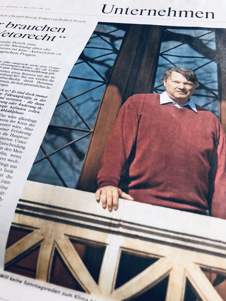 rene_ziegler's tweet photo. „Aufgabe des Unternehmens sollte sein, an Antworten auf die großen ökologischen Fragen mitzuwirken.“ Wichtige Aussage im @FAZ_Wirtschaft-Interview von @supreuss mit Christof #Bosch. #Klimaschutz #FridaysForFuture #makingof https://t.co/7g3Vw3LVwi