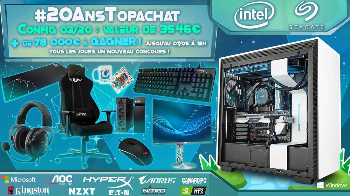 TopAchat's tweet photo. @msifrance @IntelFrance @Seagate @NVIDIAGeForceFR GG à Angélina B. (21) qui remporte la #Config02 des #20AnsTopAchat après avoir participé sur le site !
Résultats :
https://t.co/NaCsTlXFnS

On continue avec la #Config03 ! Go go ! :D
https://t.co/bjzCSfyD63 https://t.co/8VynrppnKp
