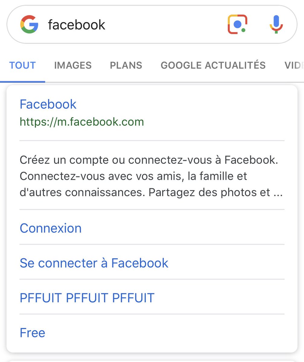 ericbu80's tweet photo. Pas mal les sitelink de Facebook https://t.co/WXjuoH6ZGm