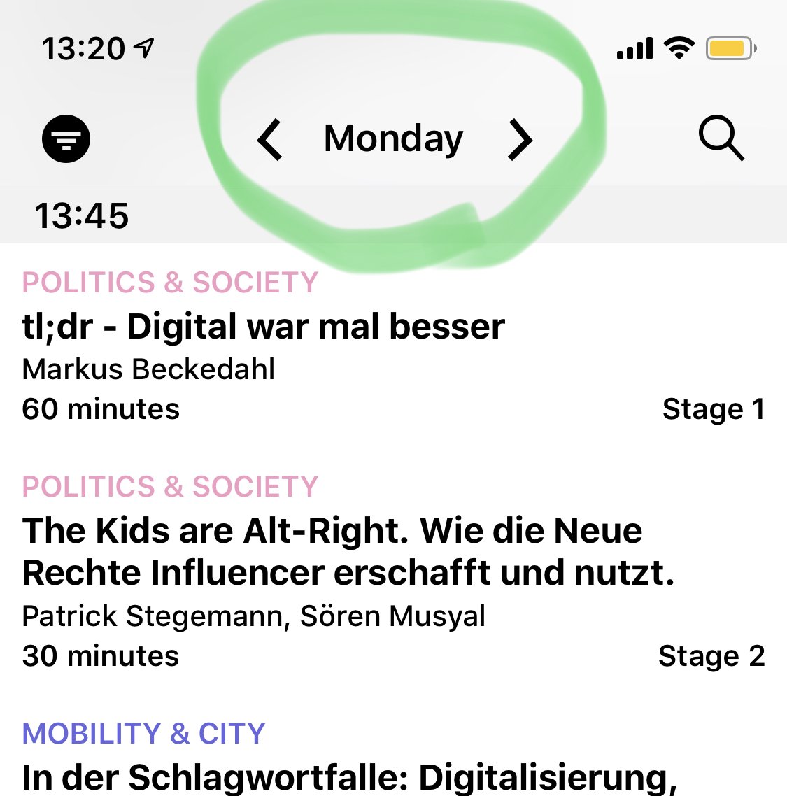 #rp19 app #protip: tapping on the day title jumps to the current time