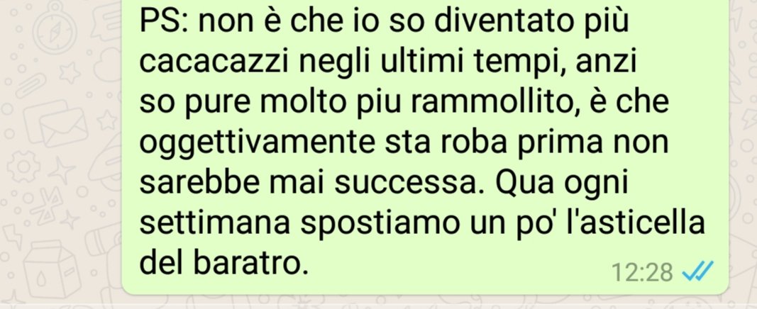 Ciao, non sarò al Salone del Libro la settimana prossima, non è stata una decisione semplice e non mi bastano 140 caratteri a spiegarla, quindi posto gli screenshot del testo esteso mandato al mio correttore di bozze.