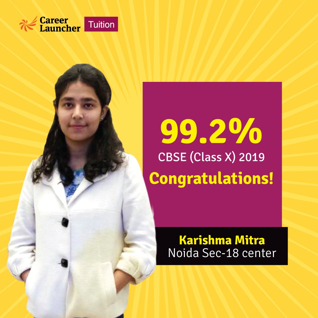 careerlauncher's tweet photo. Well done, Karishma Mitra!
For scoring 496/ 500 in #CBSEClass10 😊
100/100 in Sanskrit and 99/100 in English & Science 👏
#CL4Education
#CBSEClass10 #CBSE2019 #CBSE2019 https://t.co/ZlXOJZQIRQ