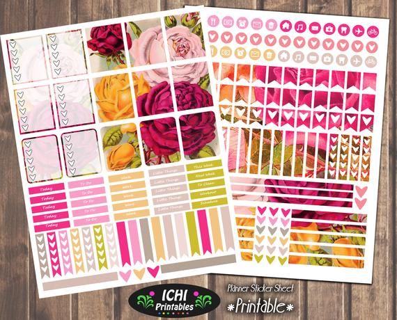Colorful #Rose Garden Weekly kit #printable #planner #stickers by Ichiprintables - (link: etsy.me/2Oj2RBK) etsy.me/2Oj2RBK   -  #planneraddict #floral #digital