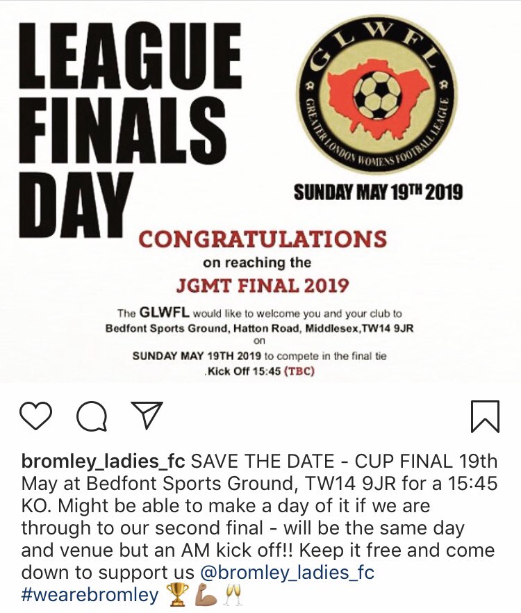 BromleyLadiesFC's tweet photo. 19th May 🏆💪🏽🥂 Cup Final 1 of a potential 2 for us ladies. https://t.co/icsnTt5qFb