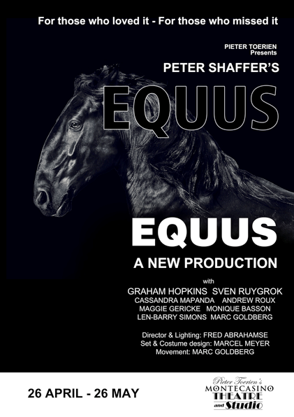 cchjnb's tweet image. The gripping new production of 'EQUUS', the iconic psychological thriller by Peter Shaffer, still causes quite a stir amongst theatre goers is a MUST see, with Graham Hopkins as Dr Martin Dysart &amp;amp; @SvenRuygrok as Alan Strang.

Shows:
Wed-Fri @ 8pm
Sat @ 4 &amp;amp; 8pm
Sat @ 2:30 &amp;amp; 6pm