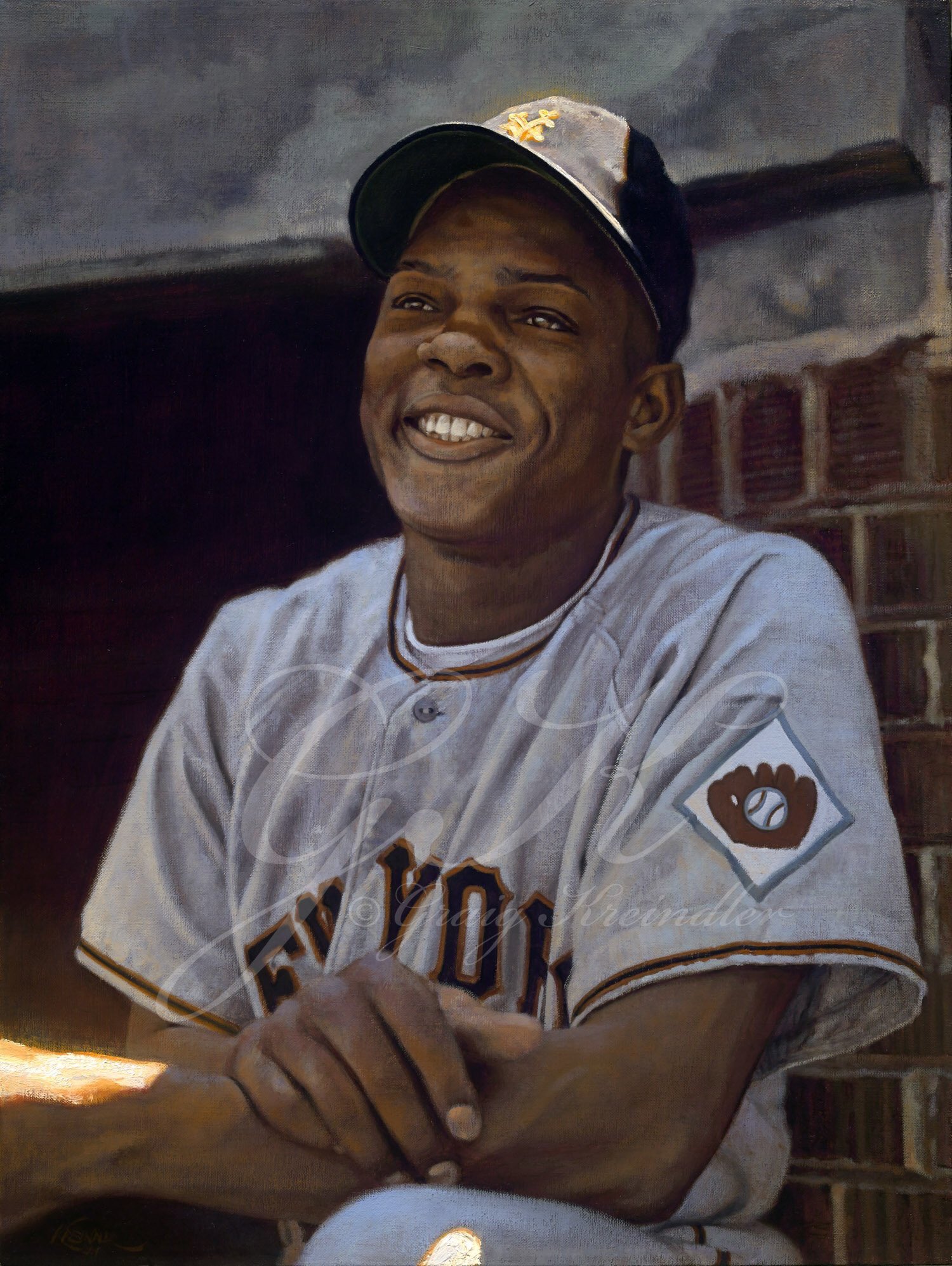 Happy 88th birthday to the great Willie Mays! Here s my painting of him as a rookie with the Giants in 1951. 