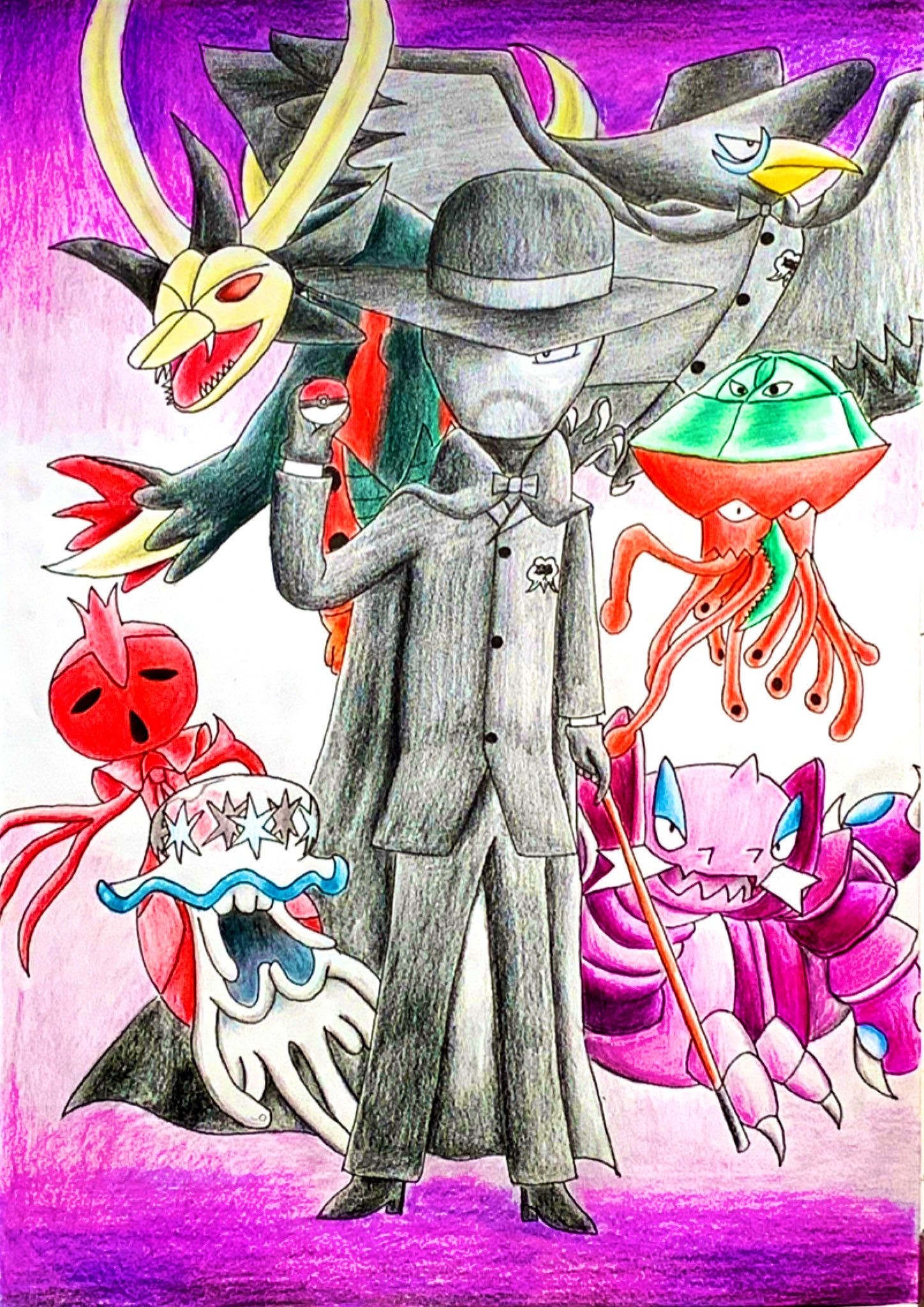 葱黒 ネギクロ 最後だからといって気を抜いては 後悔するぞ フフフ してんのうの ブラック指令が 勝負を しかけてきた 推しとポケモンのコラボ画第2弾 今日はもう1枚 四天王最後の1人はやっぱりこの人ブラック指令 手持ちは円盤生物に似た