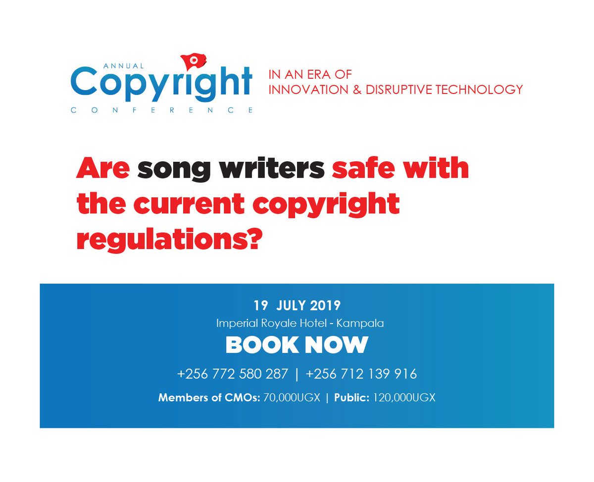 kta_law's tweet image. We constantly hear nice songs but have we taken time to think about the process of making these tunes

Now contemplate losing the fruits of your efforts simply because you don&apos;t know your rights as a song writer or producer

That&apos;s the purpose of the #CopyrightConference