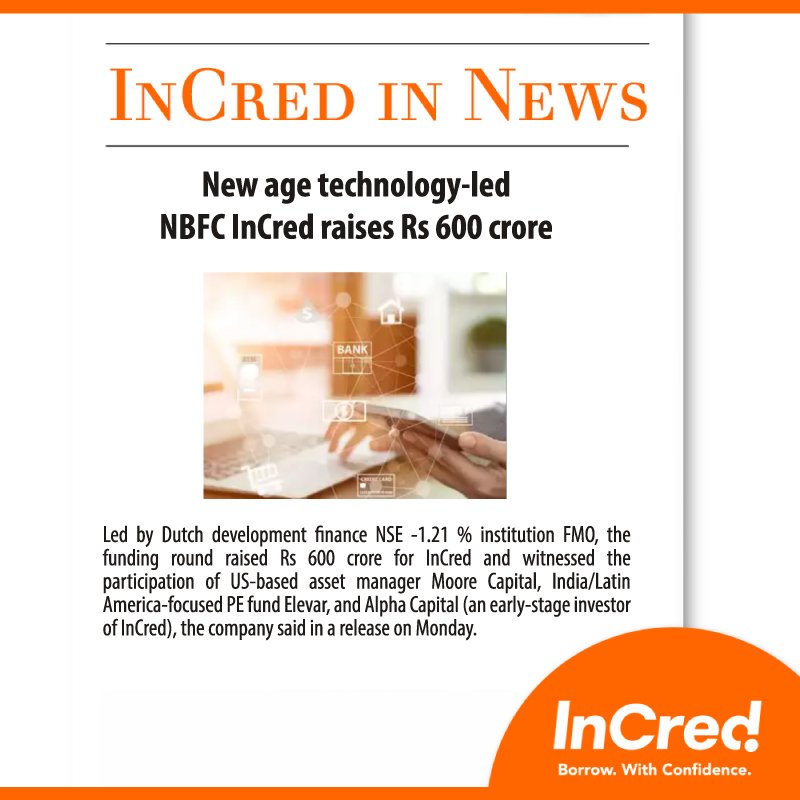 InCredFin's tweet image. We are proud to announce our latest fundraising of Rs.600 crores. Click on the links to know more:

1) bit.ly/2H7VVH3
2) bit.ly/2H3VCg2
3) bit.ly/2PPoSKc
4) bit.ly/2PQtobn
5) bit.ly/2H7X55n

#InCred #InCredNews