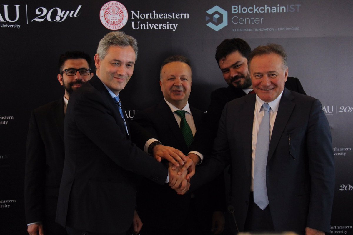 Bahcesehir's tweet photo. BAU ve Northeastern University ortaklığı ile Boston’da kurulan Blockchain Merkezi lansmanı, Mütevelli Heyeti Başkanımız Sn. Enver Yücel, TİM Başkanı Sn. İsmail Gülle ve NEU Öğretim Üyesi Prof. Dr. Tomasso Melodia’nın katılımlarıyla gerçekleşti. https://t.co/i2MRKGPQy2