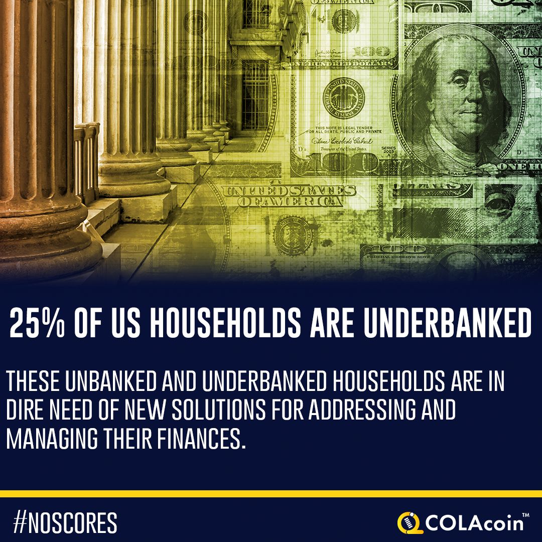 colacoingold's tweet photo. According to a 2017 survey by the FDIC, about 25% of US households are either unbanked or underbanked, and thus face challenges getting a foothold in building wealth. https://t.co/lNpDUi3tSc