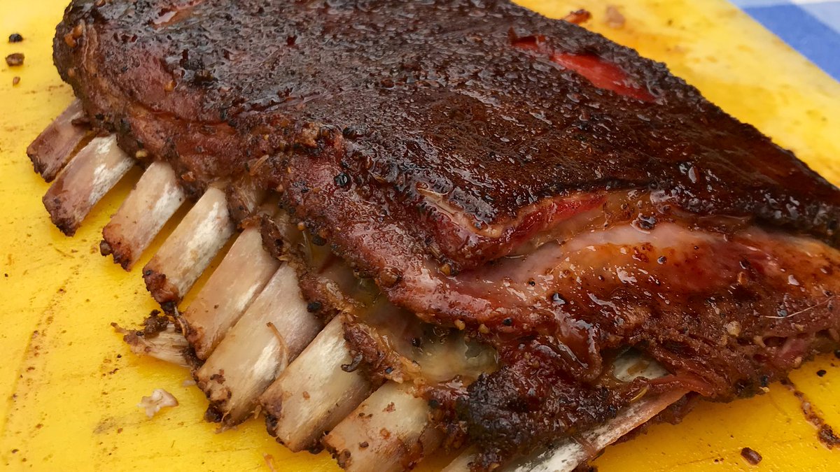 AirfieldEstate's tweet photo. Rib of lamb straight from 6 hours of smoking on the grill! #woolapalooza #farmtofork #lambrib https://t.co/JL6G31IPxD