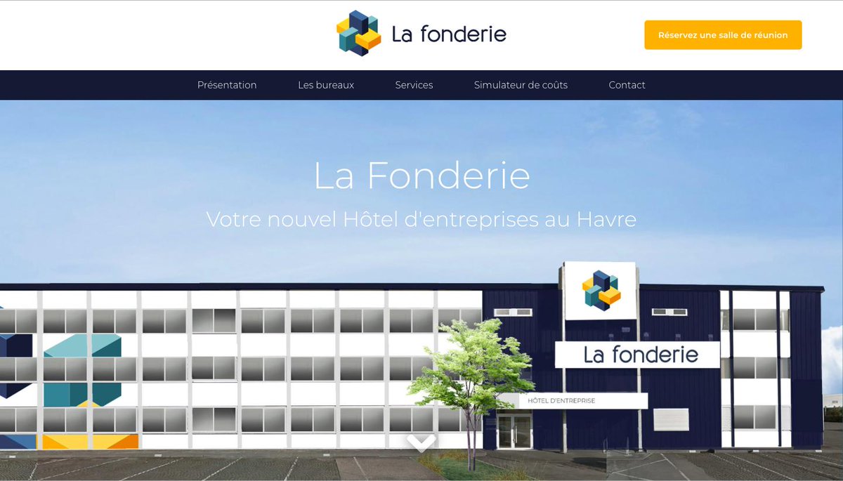 Avez vous entendu parlé de La Fonderie ? C'est le nouvel Hotel d'entreprise du Havre. Nous sommes ravis de les avoir accompagné dans la création de leur site internet : lafonderie-lh.fr

Vous êtes intéressés ? Essayez leur simulateur de coûts lafonderie-lh.fr/simulateur-de-…