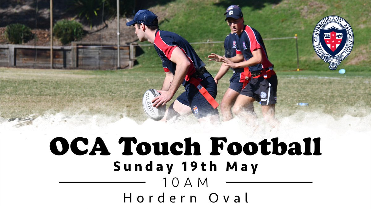 CranbrookSydney's tweet photo. Not long to go until our annual OCA Touch Footy day! Come on down on May 19 to Hordern to support your fellow OCs battling it out for victory - and to have a catch up over a BBQ. More info at: https://t.co/2YcP9yv8MP https://t.co/yQF1NyrKi9