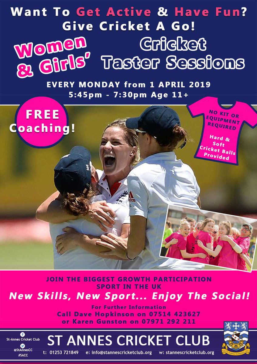 StAnnesCC's tweet photo. ๐ TONIGHT: WOMEN & GIRLS
๐ Try our softball or hardball cricket taster sessions:
โฐ Every Monday 5:45-7:30pm
๐ No fee... ITโS FREE!
โ
No kit or previous experience required
๐ Come & enjoy the social ๐ฅ
#ThisGirlCan #SportForAll #ExpectFun #NorthWestUK https://t.co/st4rt8UaV8