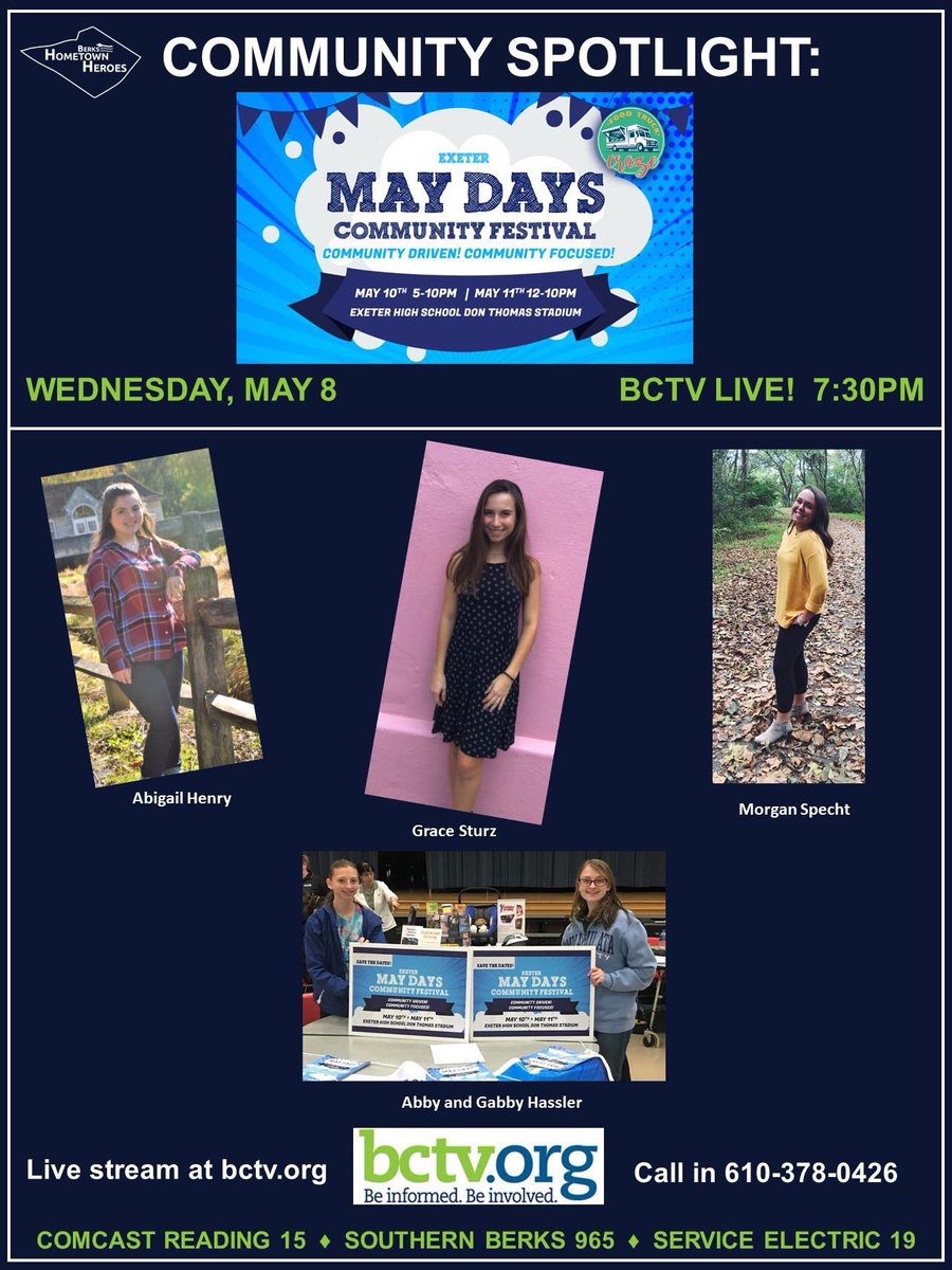exetermaydays's tweet photo. Join us live this Wednesday May 8th at 7:30pm on https://t.co/EymHX9RGfV as we discuss all things May Days with some amazing students!! #CommunityDriven #CommunityFocused #CommunityTV https://t.co/rDw0OZPWuG