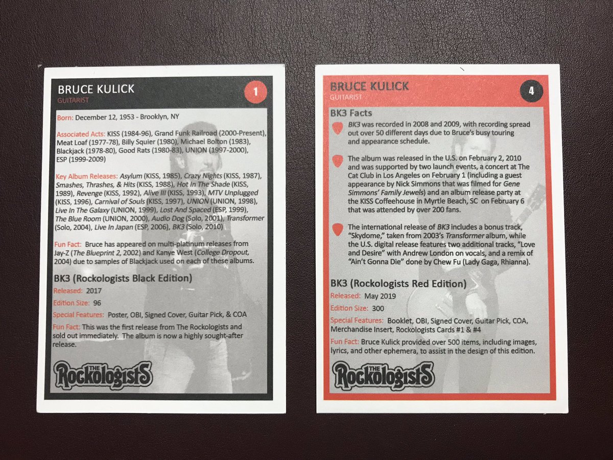TheRockologists's tweet photo. Bruce Kulick BK3 The Rockologists red vinyl LP Available at the Indianapolis KISS Expo May 11-12. Deluxe version available at https://t.co/d0vrvd0qdE May 18th. Included in all Indy copies will be these two BK3/The Rockologists cards. Other versions will only include card 4. https://t.co/gsYcB8vxCd