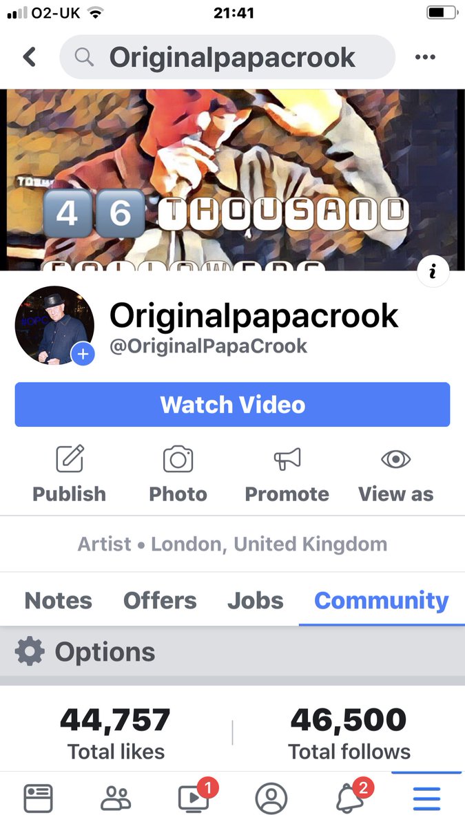 Wow 46,000 followers on my original papa crook fb Page my journey continues love and blessings to everyone who has helped me along the way I’m humbled