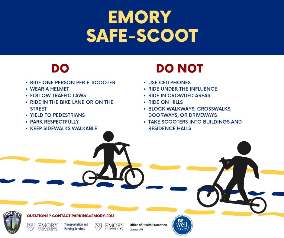 BeWellExcel's tweet image. Don&apos;t let a scooter injury impact your finals - scoot safe! #emorysafescoot #bewellexcel #safetyfirst