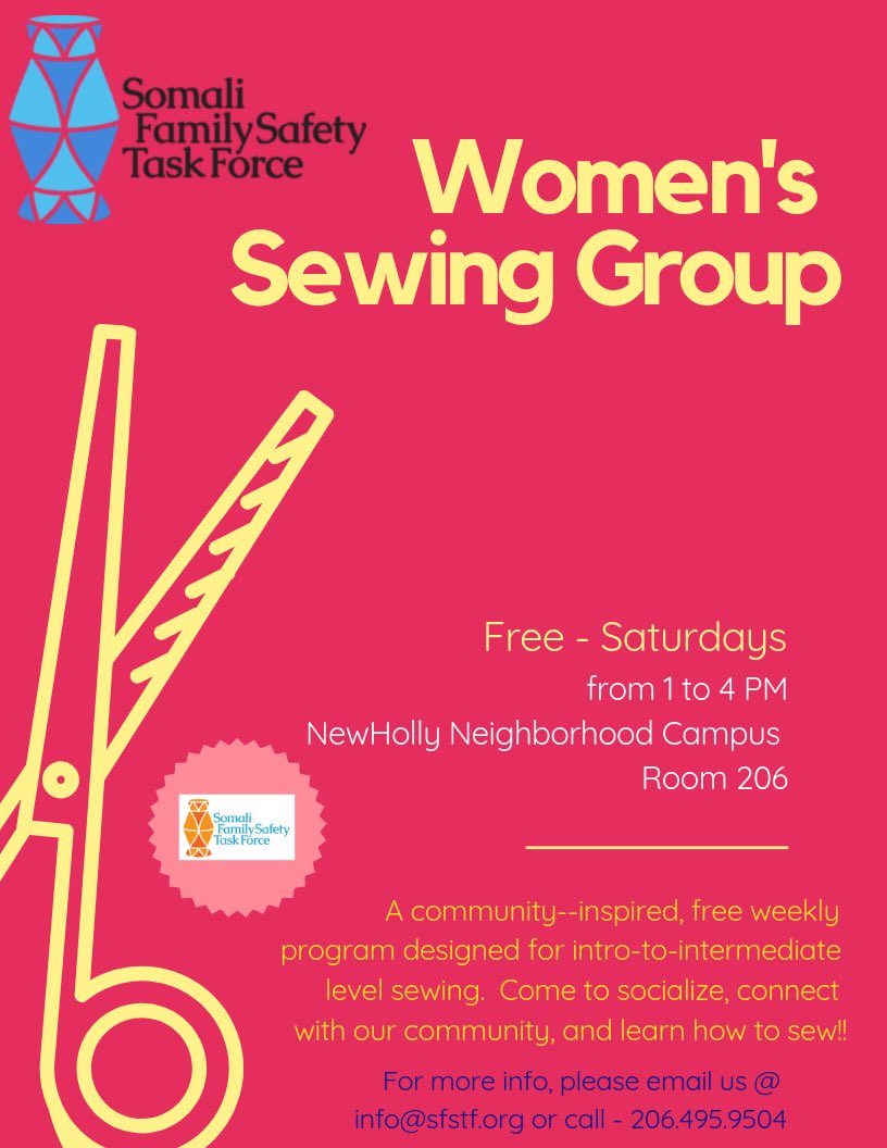 FamilySomali's tweet photo. Do you have sewing skills? Want to help empower immigrant/refugee women? Looking for a fun way to spend your afternoon? If yes is your answer, come and join us as a volunteer Sewing instructor at our Saturday sewing circle! #SeattleSews https://t.co/0nu2kt1k8k