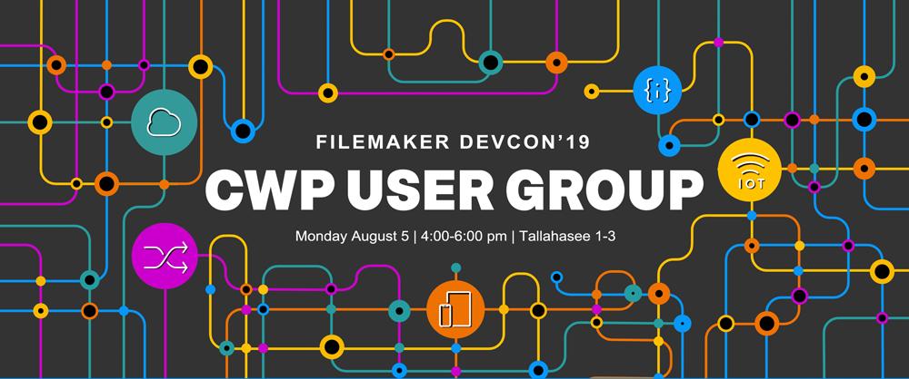 jsfmp's tweet image. We just got our time slot: 
CWP User Group at #FileMakerDevCon
Mon. Aug. 5, 2019  4:00-6:00 p.m.
Please consider sharing something with the group…
Contact @jsfmp
See you there!
#FileMaker #CWP