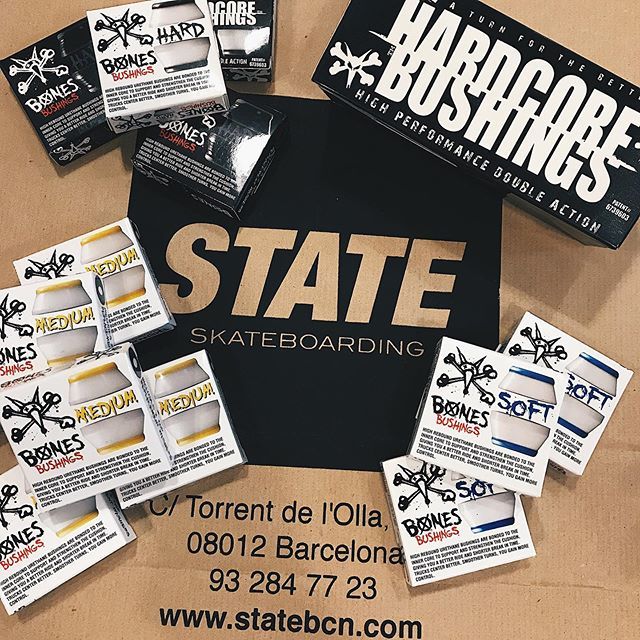 statebcn's tweet image. Bones Bushings soft, medium &amp;amp; hard ╳ @boneswheels Back In Stock!! 🏁 available in STATE your neighborhood skate shop. #bonesbushings #boneswheels #supportyourlocal #barcelona #statebcn #STATE bit.ly/2GUYtGQ
