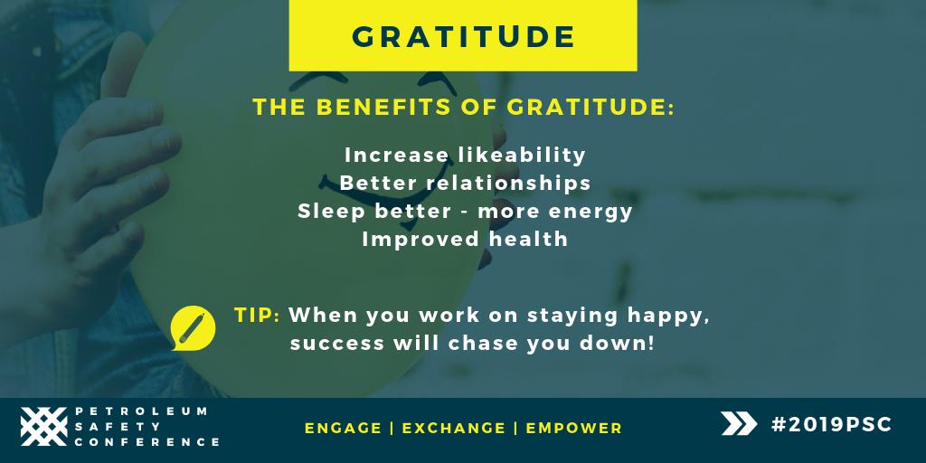 EnergySafetyCan's tweet photo. #MondayMotivation: Starting the week with gratitude for the amazing week that was #2019PSC! So many takeaways including this one from keynote Paul Krismer @HappinessXpert 

#EnergySafetyCanada #safety #oilandgas #conference #keynote #motivation #OneVoiceforSafety https://t.co/ZkggNBdZeq