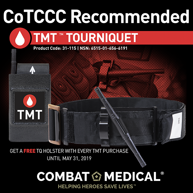 JSOMonline's tweet photo. TMT Tourniquet is now CoTCCC Recommended! To celebrate, @CombatMedSys are offering a free Kydex belt holster with every TMT purchased at https://t.co/MjNLYXeskX #tmttourniquet #tourniquet #stopthebleed #cotccc #tecc #medic #combatmedic #corpsman #idmt #pararescue #swatmedic https://t.co/C3Fev9RAhQ