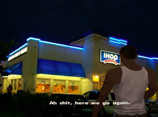 wheezyefbaby's tweet photo. IHOP waiters clocking in at 3 am to find the restaurant full of Muslims https://t.co/TnplaTOP6V