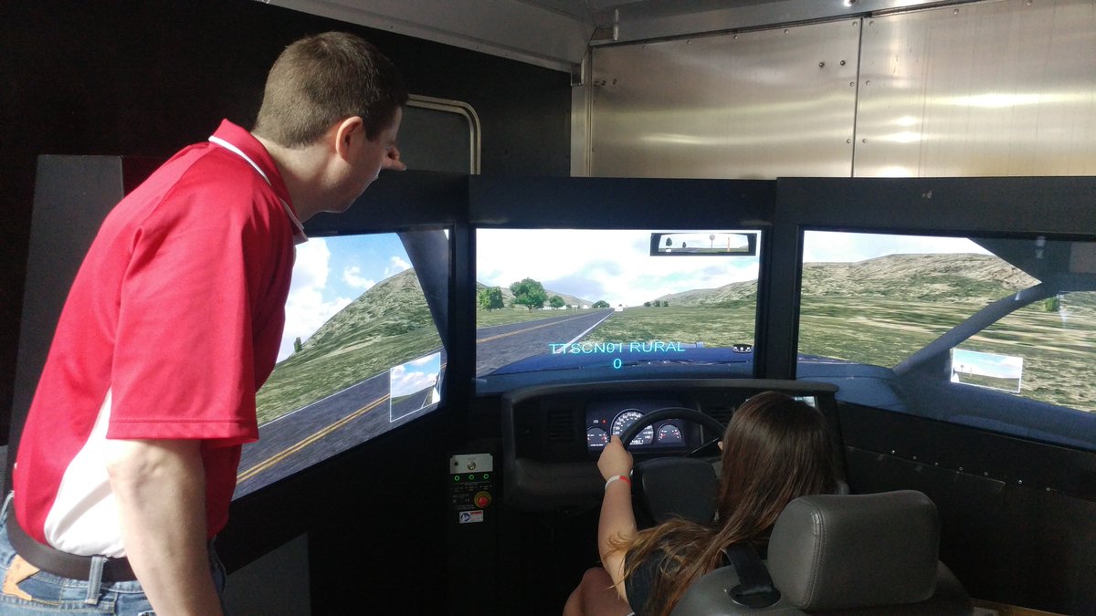 SF_DavePhillips's tweet photo. Distraction Reaction and Safe Driving Choices. Great visit to Springdale Jr/Sr High School with the @TEAMDUI simulator. Thanks for hosting us! @StateFarm #Drive2n2 #teendriving https://t.co/1MwF7LvluF