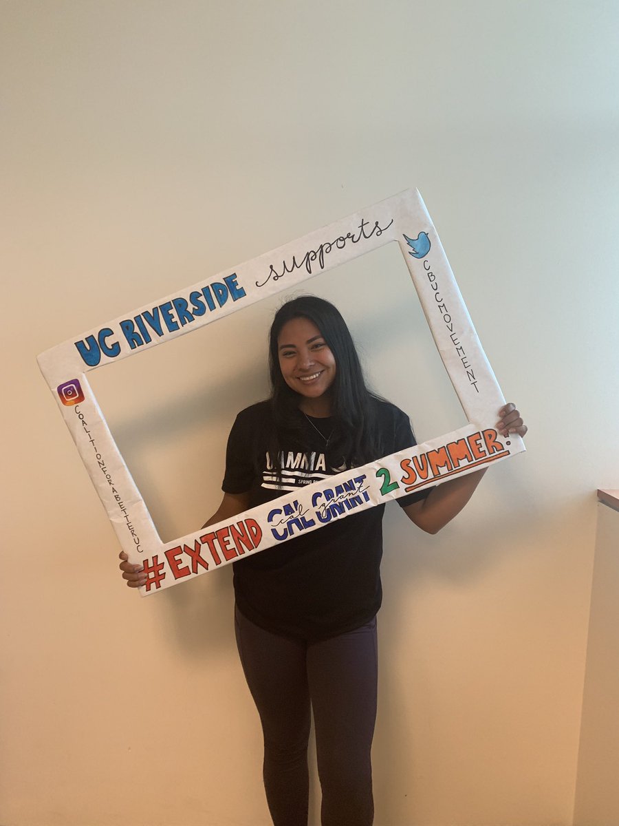asucrexternal's tweet photo. Andrea Cuevas, a 4th year at UCR. She supports #SB461 because “too many students are not graduating on time and accumulate a large amount of debt by the time they graduate.” #ExtendCalGrant @CAgovernor @_UCSA @GeneralRoth https://t.co/bzgj8T4DXp