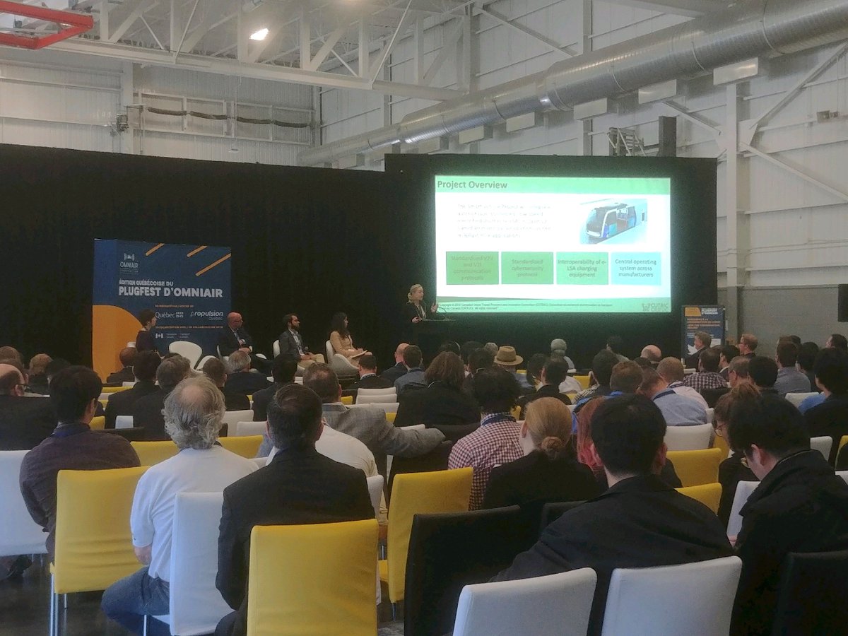 CUTRIC_CRITUC's tweet photo. .@kristina_mlakar participated on the Connected and Automated Vehicle Deployments panel at the @OmniAirCon Plugfest discussing the work in CUTRIC's Smart Vehicle Project. #QuebecPlugfest @PropulsionQC https://t.co/yWvilLHz0O