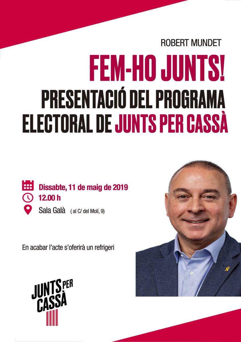 Aquest dissabte presentarem el nostre programa electoral de cara a la pròxima legislatura. Hi esteu tots convidats/des!