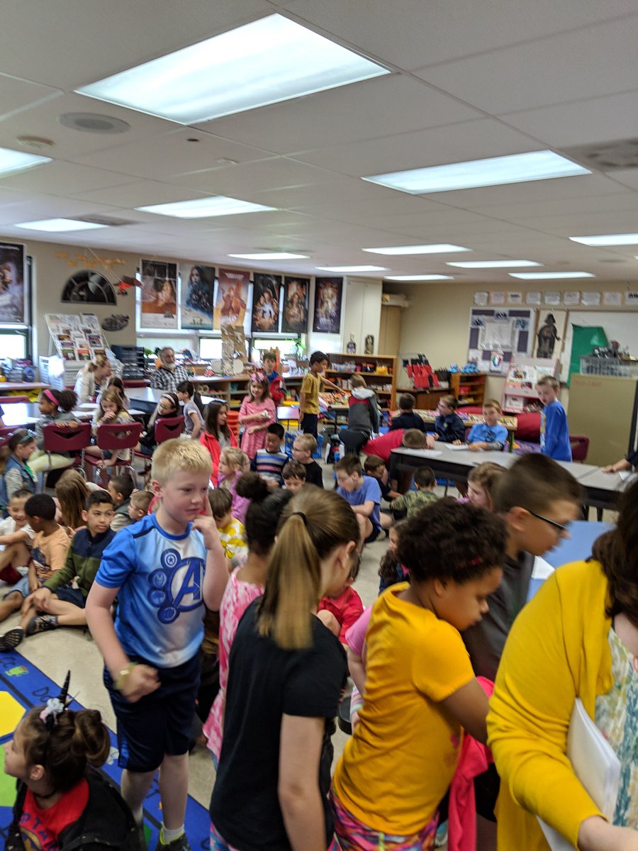 DiscoveryWH's tweet photo. 2nd grade kicking off our #GDD19 with Rube Goldberg machines! Time to raid the #DiscoveryWSD supplies #WhitfieldProud #wilsonsd. #designthinking https://t.co/NkH7wuhq8N