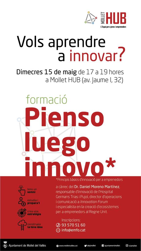 anna_mdv's tweet photo. #MolletHub #Innovació #Creació  #ÀgoraMollet #CreaUnaEstratègia #Emprenedoria https://t.co/MowuGfheTn