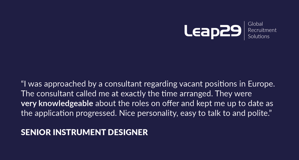 Leap29Ltd's tweet image. Some more great feedback from one of our candidates! #InstrumentDesigner