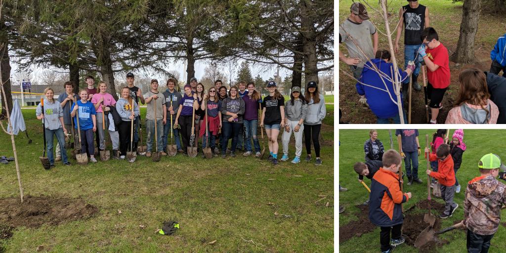 Great pics from Friday's planting day in the Goodhue #SchoolForest! The students planted 1,400 tree seedlings + some bigger trees. Special thanks to biology teacher Matt Halverson for spearheading the event--and taking the photos!
