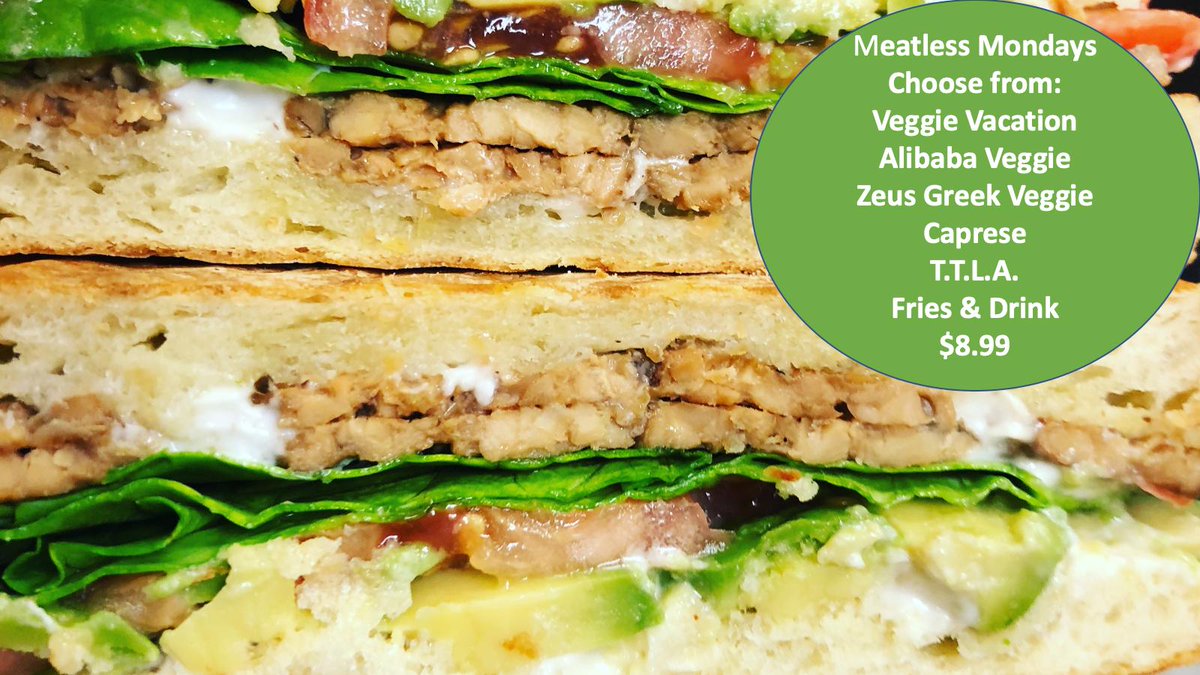 Its Meatless Monday's!
Stop on by to try one of our many special Veggie Panins, side and drink for only $8.99
#Vegan #MeatlessMonday #veggie #orlandoeats