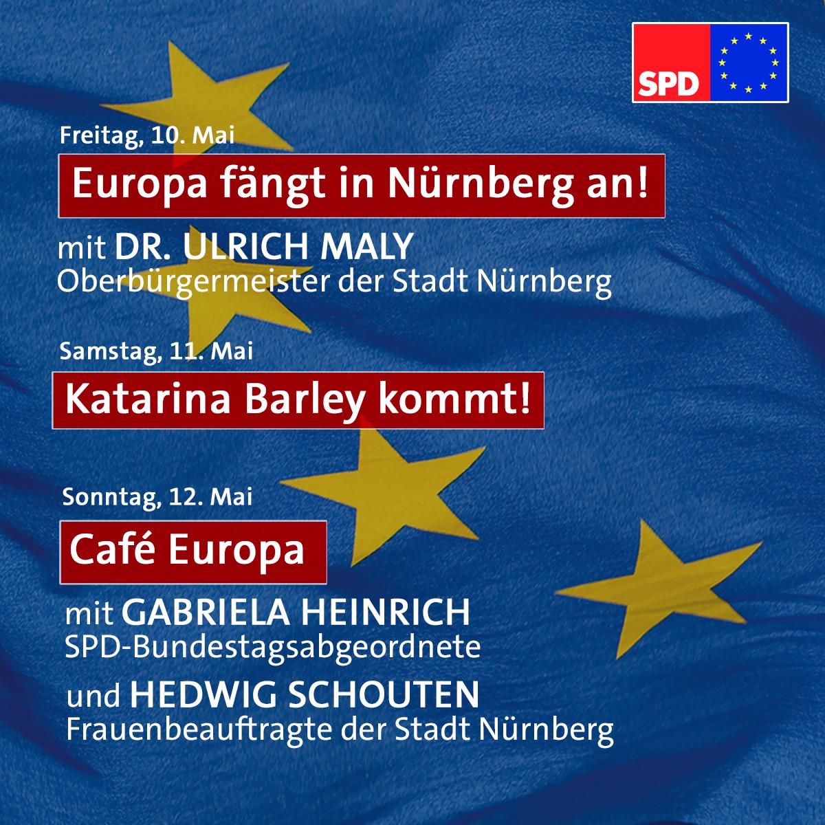 Wir wünschen Euch einen guten Start in die Woche! Wir haben da so Einiges vorbereitet 🇪🇺 Mehr Infos auf spd-nuernberg.de #EuropaistdieAntwort