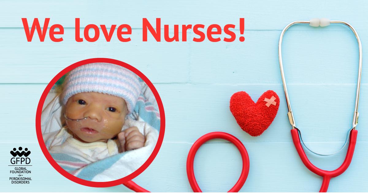 thegfpd's tweet photo. Happy National Nurses Day! We feel your sore feet and aching heart as you work tirelessly to care for your patients and their families. Thank you for all that you do! #NationalNursesDay #GFPDisHope #Zellwegersyndrome #Zellwegerspectrumdisorders https://t.co/ShqNBbAFlC