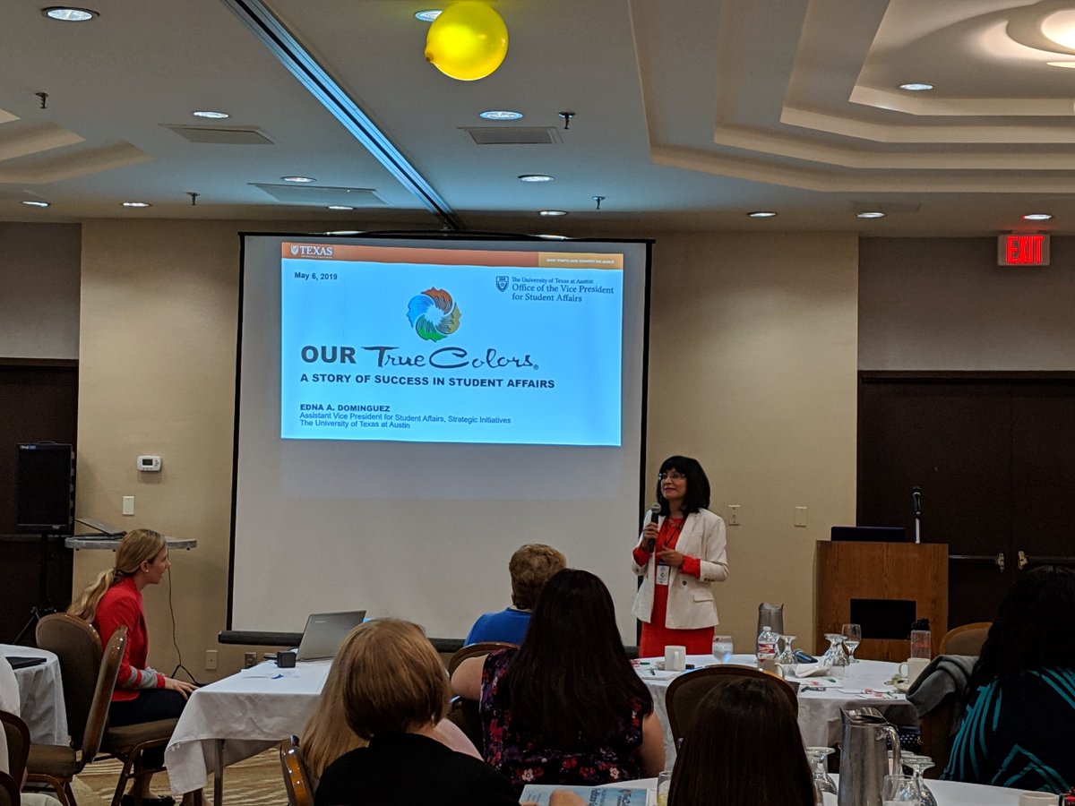 TrueColorsIntl's tweet photo. Edna Dominguez, assistant VP of Student Affairs for @UTexasStudents speaking at #TrueColorsConference2019 https://t.co/3X6DBssVB6